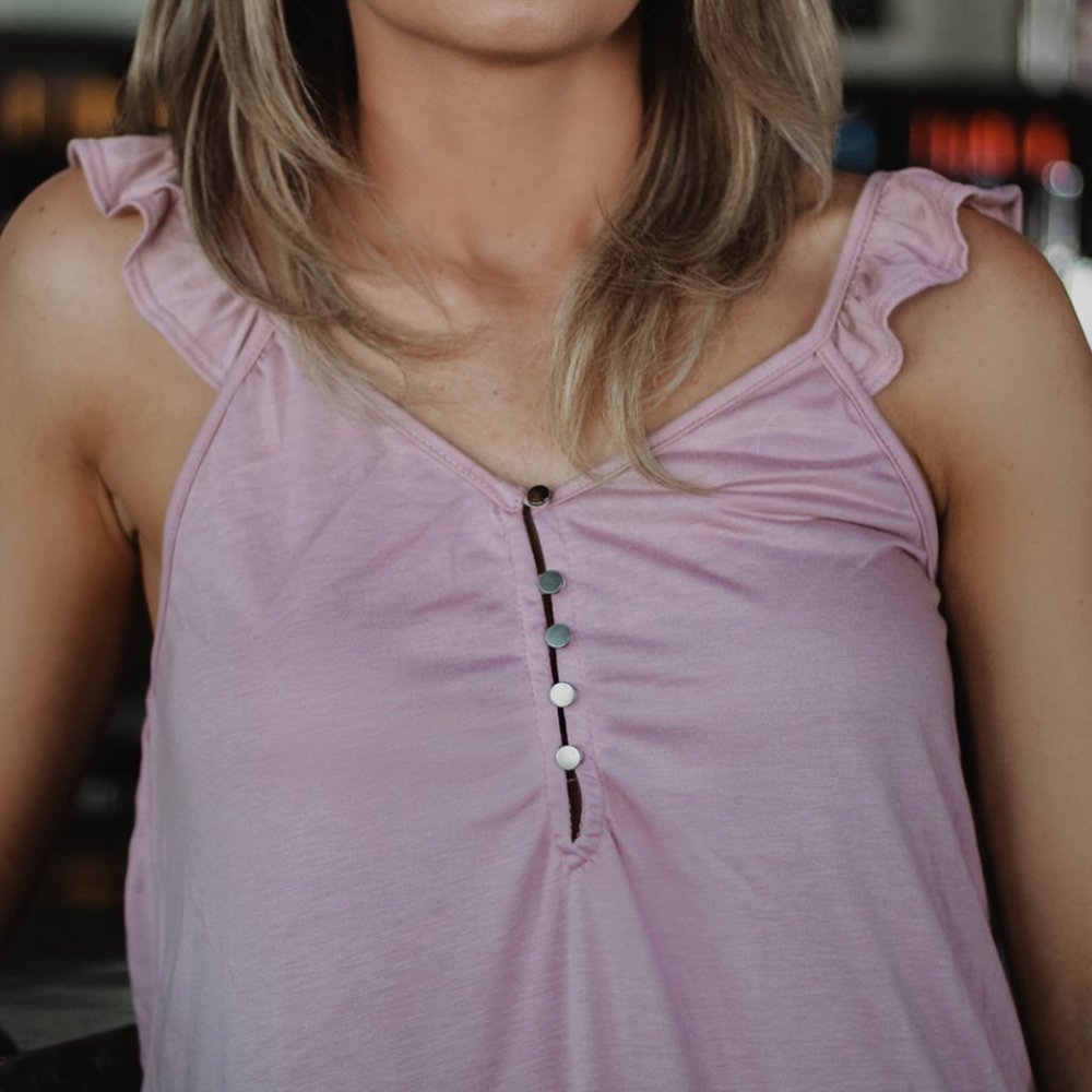 Flutter Strap Button Down Tank - Pink